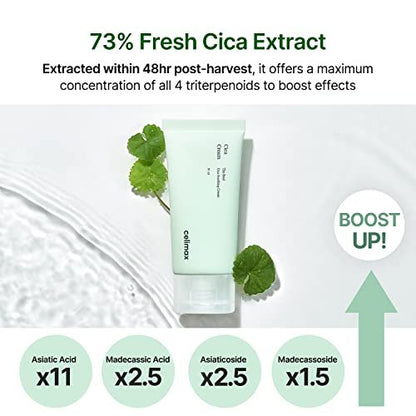 celimax The Real Cica Soothing Cream - Oil-Free Hydrating Gel Moisturizer for Dry, Oily, Combination & Sensitive Skin | Fresh Cica Extract, Lightweight, Calming, 50ml Avelisse