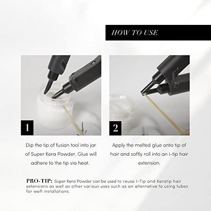 Keratin Glue Powder for Hair Extension Re-Tipping – 28g Hot Fusion K Tip U Tip I Tip Reusable Tool Avelisse
