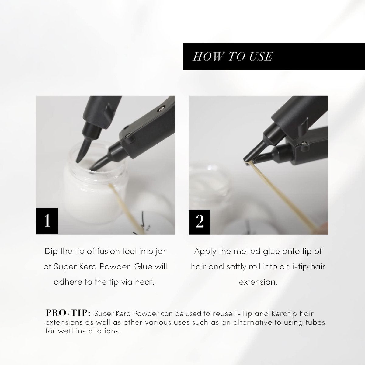 Keratin Glue Powder for Hair Extension Re-Tipping – 28g Hot Fusion K Tip U Tip I Tip Reusable Tool Avelisse
