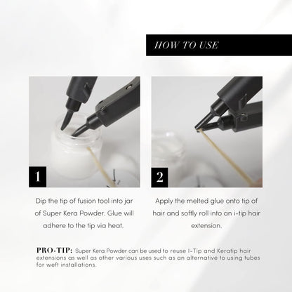 Keratin Glue Powder for Hair Extension Re-Tipping – 28g Hot Fusion K Tip U Tip I Tip Reusable Tool Avelisse