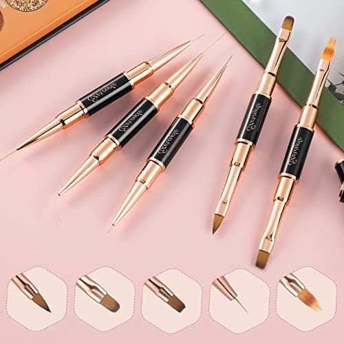 Double-Ended Acrylic Nail Art Brushes Set – Etercycle Gel Polish Nail Design Pen & Dotting Tool for DIY Manicure (Black) - görsel 4