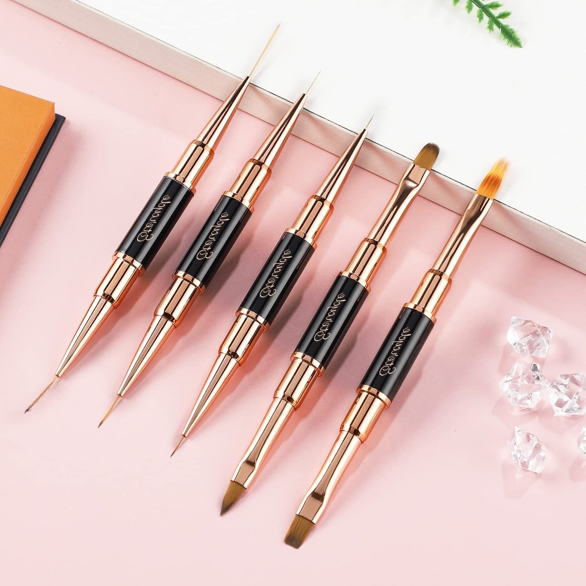 Double-Ended Acrylic Nail Art Brushes Set – Etercycle Gel Polish Nail Design Pen & Dotting Tool for DIY Manicure (Black) - görsel 13