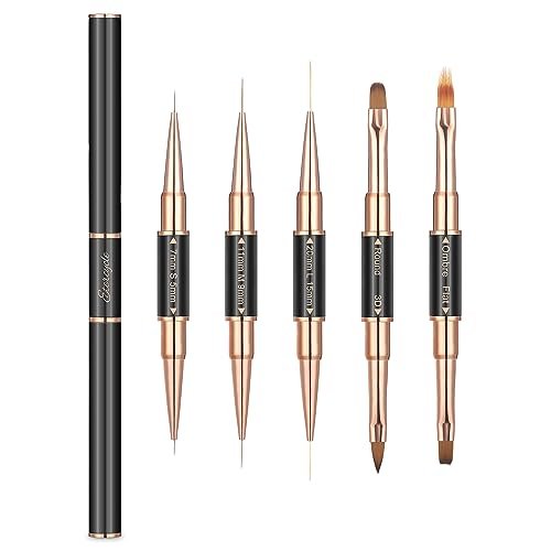 Double-Ended Acrylic Nail Art Brushes Set – Etercycle Gel Polish Nail Design Pen & Dotting Tool for DIY Manicure (Black) - görsel 2