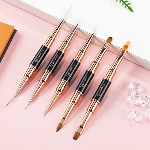 Double-Ended Acrylic Nail Art Brushes Set – Etercycle Gel Polish Nail Design Pen & Dotting Tool for DIY Manicure (Black) - görsel 14