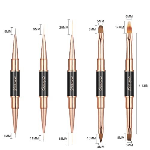 Double-Ended Acrylic Nail Art Brushes Set – Etercycle Gel Polish Nail Design Pen & Dotting Tool for DIY Manicure (Black) - görsel 6