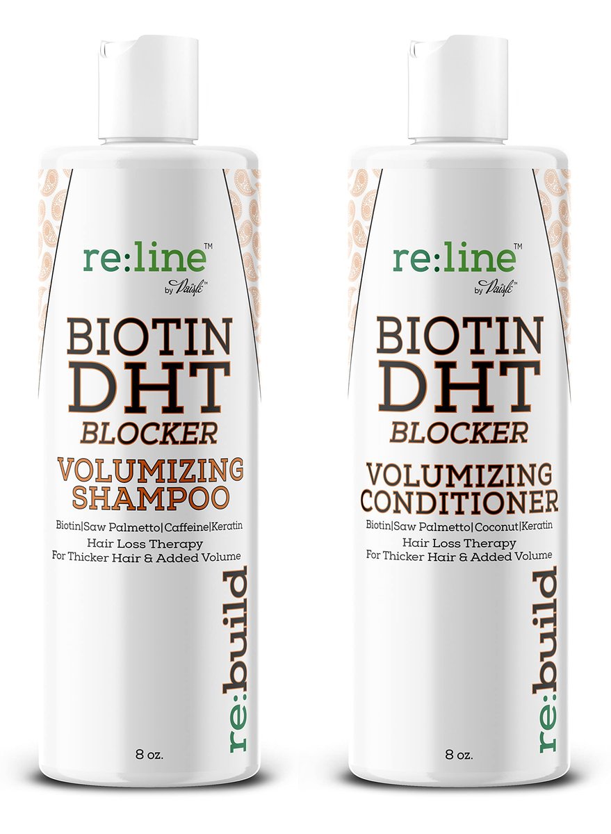 NATURAL Volumizing Shampoo and Conditioner Set with Biotin - DHT Blocking Formula for Hair Growth, Thinning Hair and Hair Loss Prevention for Men & Women, 8 Fl Oz Each Avelisse