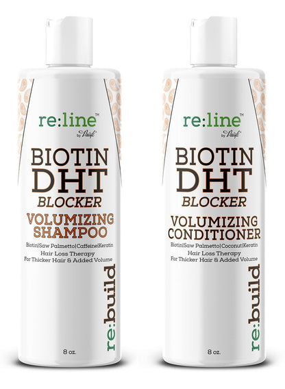NATURAL Volumizing Shampoo and Conditioner Set with Biotin - DHT Blocking Formula for Hair Growth, Thinning Hair and Hair Loss Prevention for Men & Women, 8 Fl Oz Each Avelisse