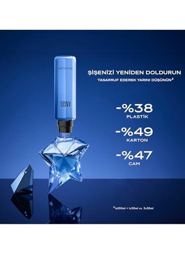 Mugler Angel Refill Eau de Parfum for Women - 3.3 Fl Oz - Ambery & Woody Fragrance with Bergamot, Praline, Patchouli Avelisse