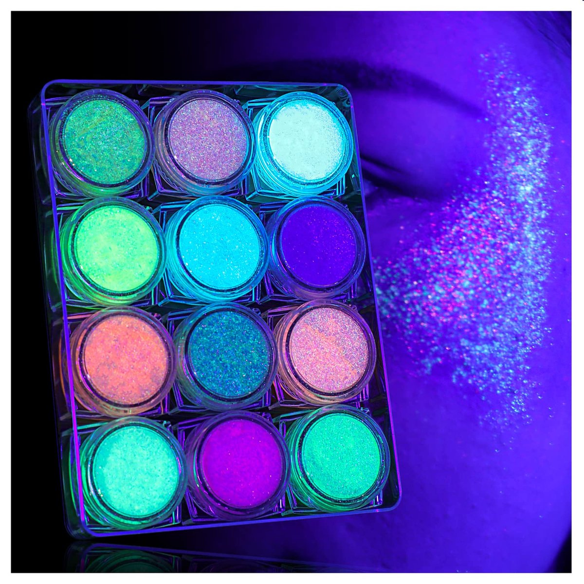 LATIBELL Body Face Glitter Gel - 12 Colors UV Black Light Reactive Glow Makeup for Festival Rave Accessories - görsel 1