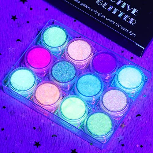 LATIBELL Body Face Glitter Gel - 12 Colors UV Black Light Reactive Glow Makeup for Festival Rave Accessories - görsel 10
