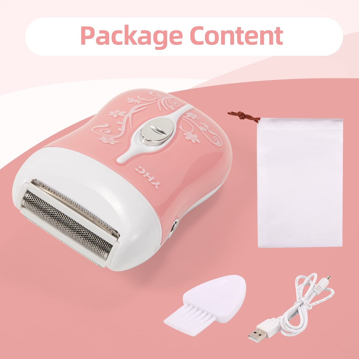 YHC Electric Razor for Women – Cordless Rechargeable Shaver for Legs, Underarms, and Bikini with Hypoallergenic Foil Avelisse