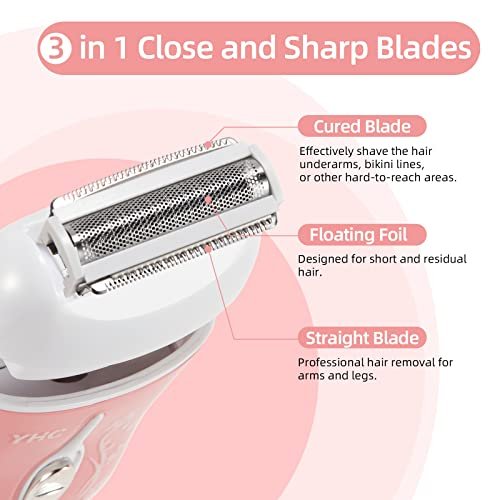 YHC Electric Razor for Women – Cordless Rechargeable Shaver for Legs, Underarms, and Bikini with Hypoallergenic Foil Avelisse