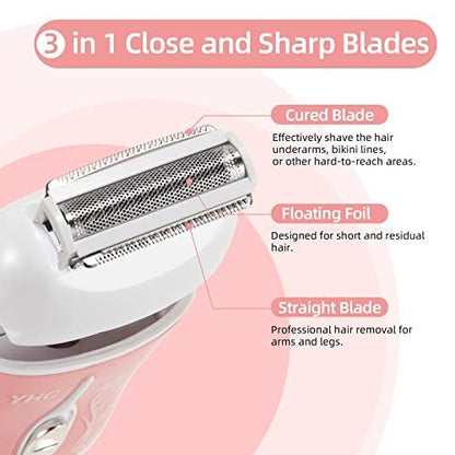 YHC Electric Razor for Women – Cordless Rechargeable Shaver for Legs, Underarms, and Bikini with Hypoallergenic Foil Avelisse