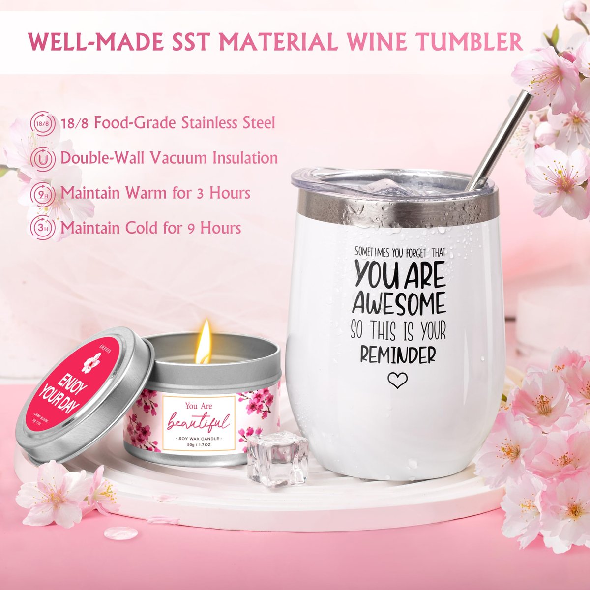 Luxury Spa Gifts Set for Women – 10 Piece Cherry Blossom Self Care Package for Birthday, Christmas, Valentine's & Mother's Day Avelisse