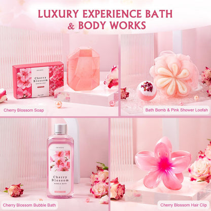 Luxury Spa Gifts Set for Women – 10 Piece Cherry Blossom Self Care Package for Birthday, Christmas, Valentine's & Mother's Day Avelisse