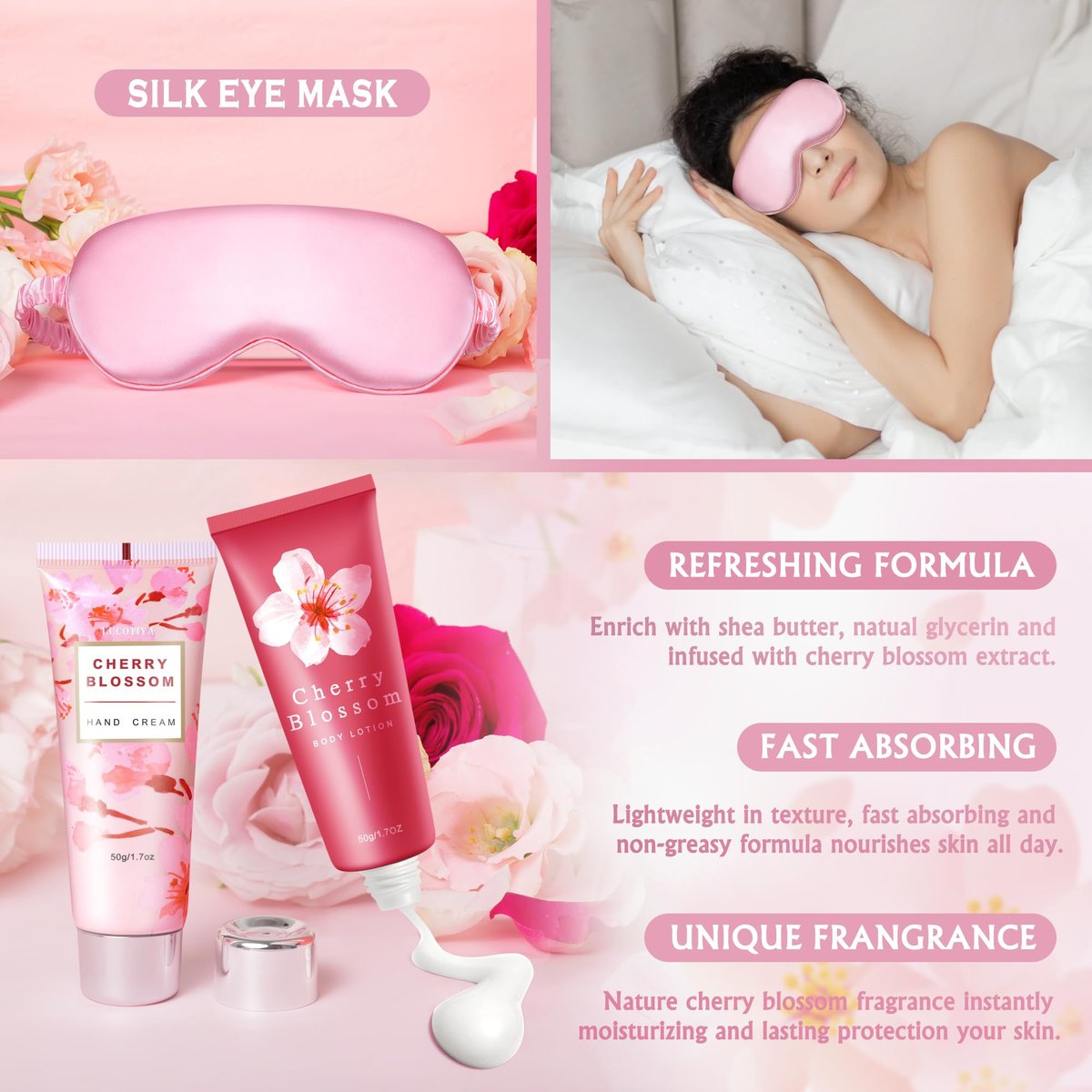 Luxury Spa Gifts Set for Women – 10 Piece Cherry Blossom Self Care Package for Birthday, Christmas, Valentine's & Mother's Day Avelisse