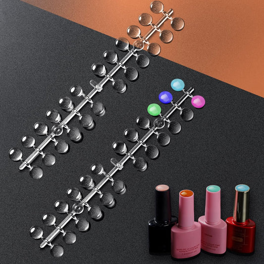 JASSINS 120pcs Clear Nail Art Display Tips with Adhesive Stickers - Practice Nail Swatches for Polish Testing