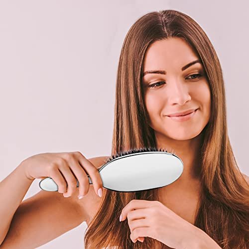 Sibba Anti-static Hair Brush Paddle Massage Hair Extension Brush - Professional Detangle Natural Bristle Cushion Nylon Brush Comb for Long Thick Wavy Hair (Silver) - görsel 14