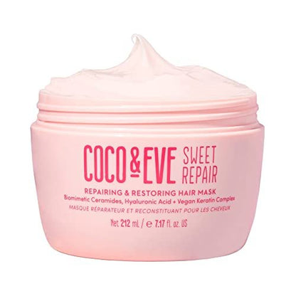 Coco & Eve Sweet Repair Repairing and Restoring Hair Mask - Biomimetic Ceramides, Hyaluronic Acid, Vegan Keratin - 85% Stronger Hair, 65% Less Damage - 7 oz