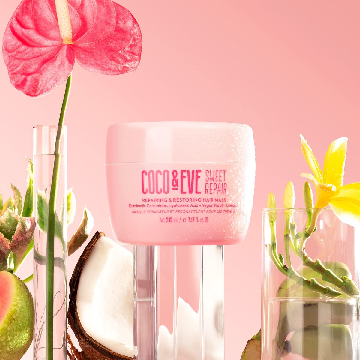 Coco & Eve Sweet Repair Repairing and Restoring Hair Mask - Biomimetic Ceramides, Hyaluronic Acid, Vegan Keratin - 85% Stronger Hair, 65% Less Damage - 7 oz - görsel 3