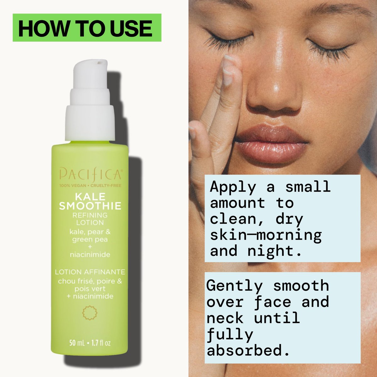 Pacifica Kale Smoothie Refining Face Lotion - Niacinamide & Vitamin C Moisturizer for All Skin Types, Minimizes Pores, Vegan, 1.7 fl oz Avelisse