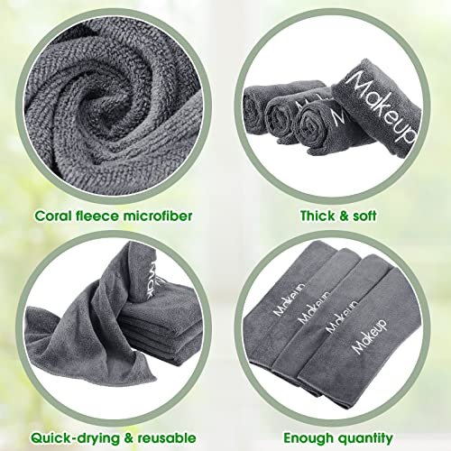 Shimeyao 20 Pack Makeup Remover Cloths - Gray Soft Microfiber Face Washcloths, Reusable & Quick Dry, 13x13 Inches, for Women Cleansing, Hand, Travel, Hotel Avelisse