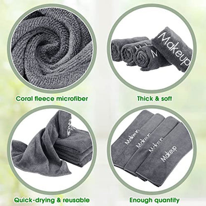 Shimeyao 20 Pack Makeup Remover Cloths - Gray Soft Microfiber Face Washcloths, Reusable & Quick Dry, 13x13 Inches, for Women Cleansing, Hand, Travel, Hotel Avelisse