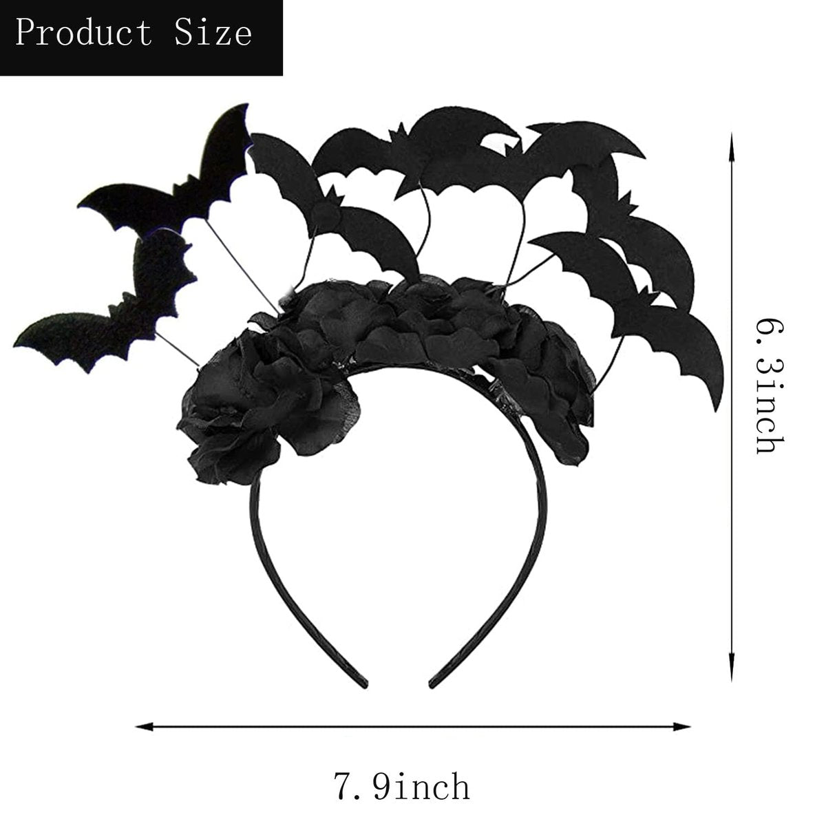 Black Lace Bat Headband & Mask Set for Women – Halloween Costume Accessories - görsel 13