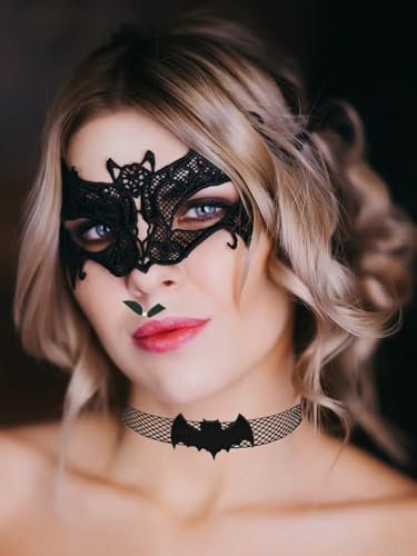 Black Lace Bat Headband & Mask Set for Women – Halloween Costume Accessories - görsel 16