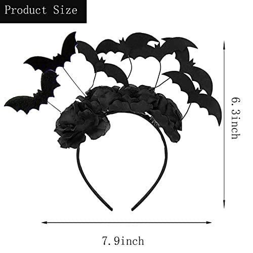 Black Lace Bat Headband & Mask Set for Women – Halloween Costume Accessories - görsel 14