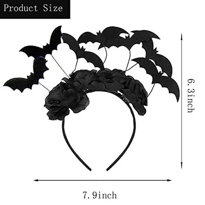 Black Lace Bat Headband & Mask Set for Women – Halloween Costume Accessories
