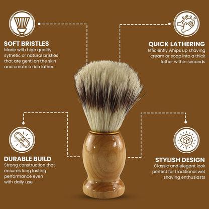 Iconikal 2-Pack Wood Handled Badger Hair Shaving Brush – Natural, for Aerosol-Free Shaving Cream