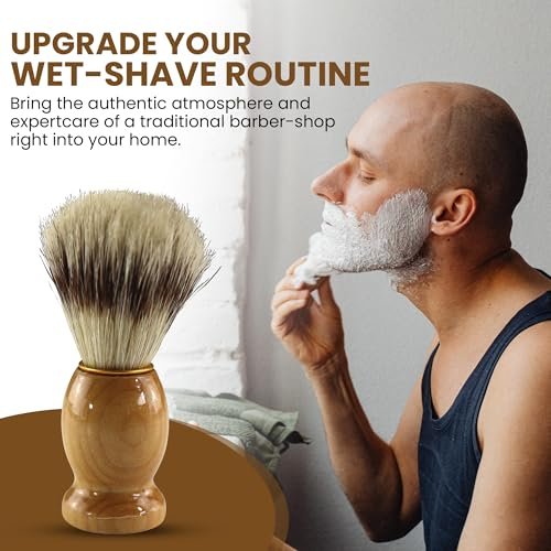 Iconikal 2-Pack Wood Handled Badger Hair Shaving Brush – Natural, for Aerosol-Free Shaving Cream - görsel 14
