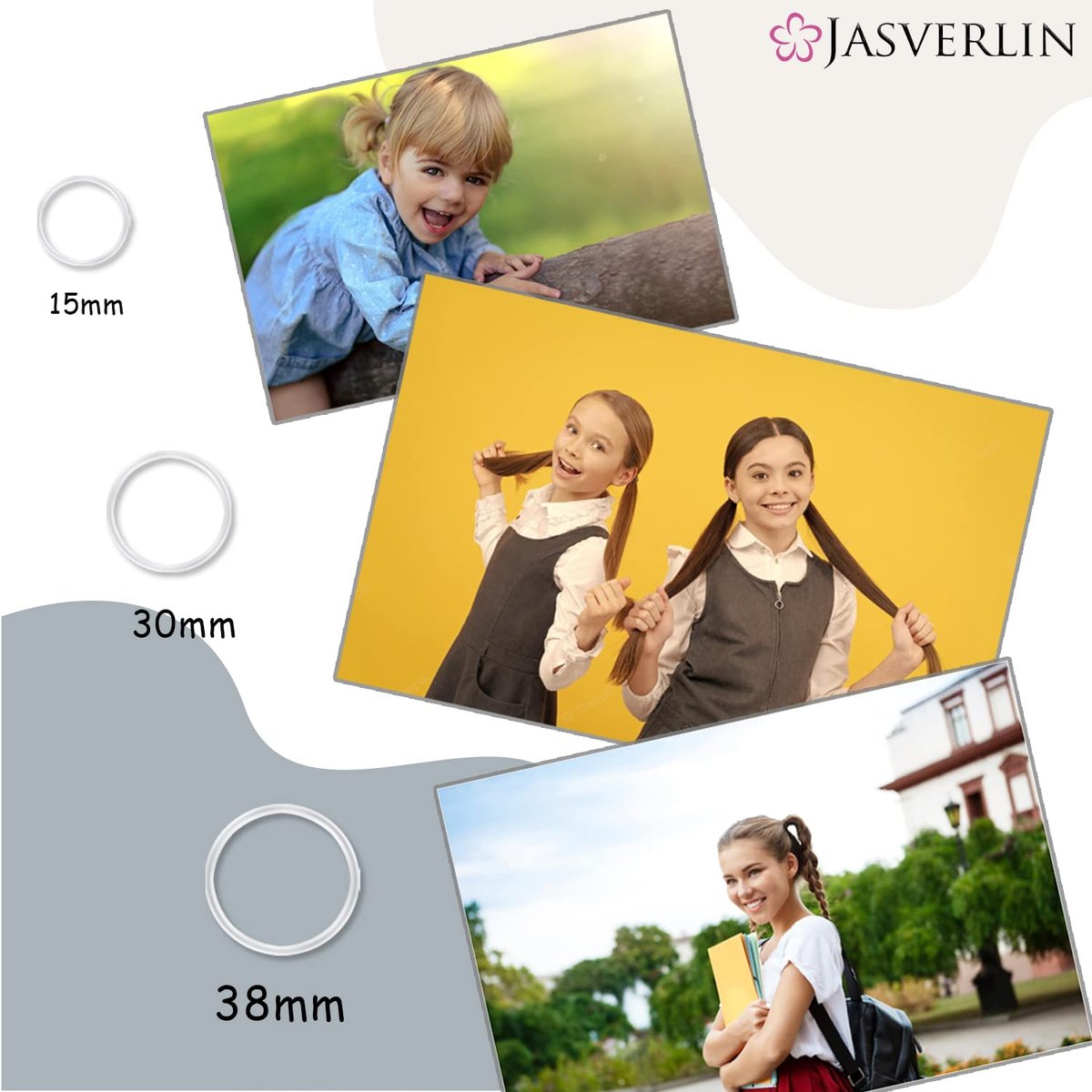 JASVERLIN Clear Hair Elastics 2000-Piece Variety Pack – Small, Medium, Large Rubber Bands & Polybands for Toddlers, Girls, Women, Baby - görsel 11