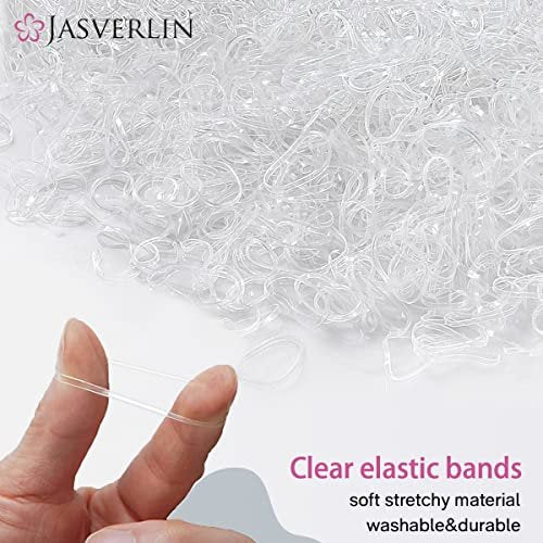 JASVERLIN Clear Hair Elastics 2000-Piece Variety Pack – Small, Medium, Large Rubber Bands & Polybands for Toddlers, Girls, Women, Baby - görsel 10