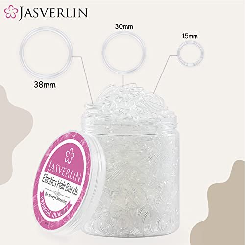 JASVERLIN Clear Hair Elastics 2000-Piece Variety Pack – Small, Medium, Large Rubber Bands & Polybands for Toddlers, Girls, Women, Baby - görsel 8