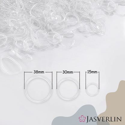 JASVERLIN Clear Hair Elastics 2000-Piece Variety Pack – Small, Medium, Large Rubber Bands & Polybands for Toddlers, Girls, Women, Baby