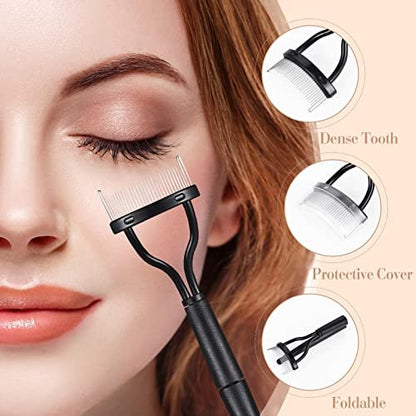 Perthlin Eyelash Curler & Comb Kit – Silicone Pads & Eyebrow Brush for Women