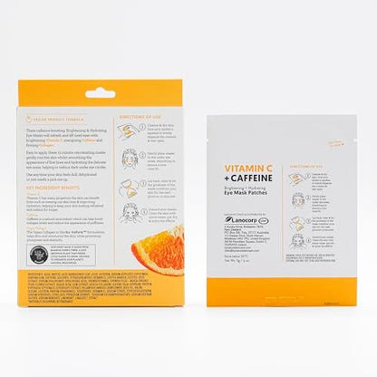 By Nature Vitamin C + Caffeine + Hydrating Under Eye Mask Patches - Energizing + Replenishing Eye Patches for Dark Circles - Skincare from New Zealand - 5 Pairs