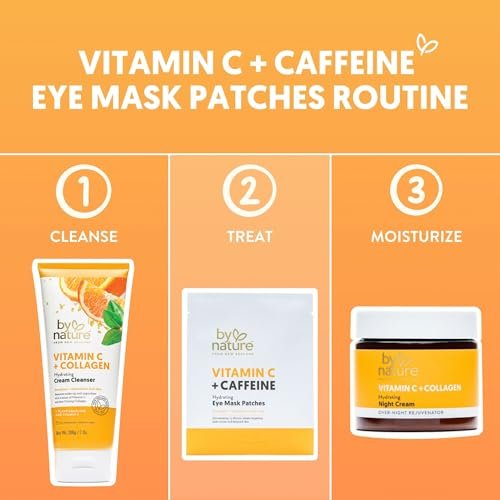 By Nature Vitamin C + Caffeine + Hydrating Under Eye Mask Patches - Energizing + Replenishing Eye Patches for Dark Circles - Skincare from New Zealand - 5 Pairs - görsel 12