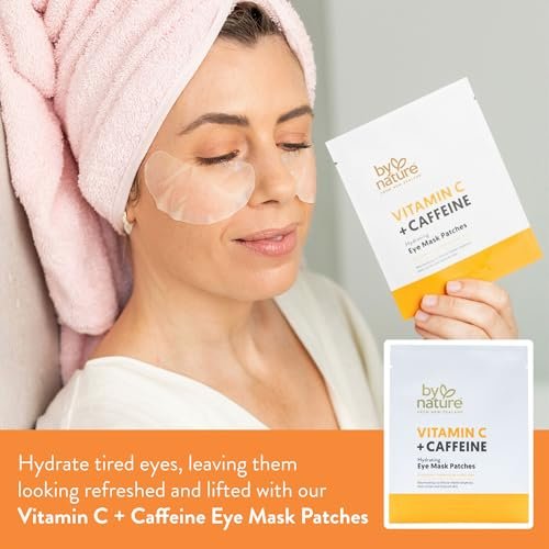 By Nature Vitamin C + Caffeine + Hydrating Under Eye Mask Patches - Energizing + Replenishing Eye Patches for Dark Circles - Skincare from New Zealand - 5 Pairs - görsel 4