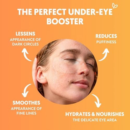 By Nature Vitamin C + Caffeine + Hydrating Under Eye Mask Patches - Energizing + Replenishing Eye Patches for Dark Circles - Skincare from New Zealand - 5 Pairs
