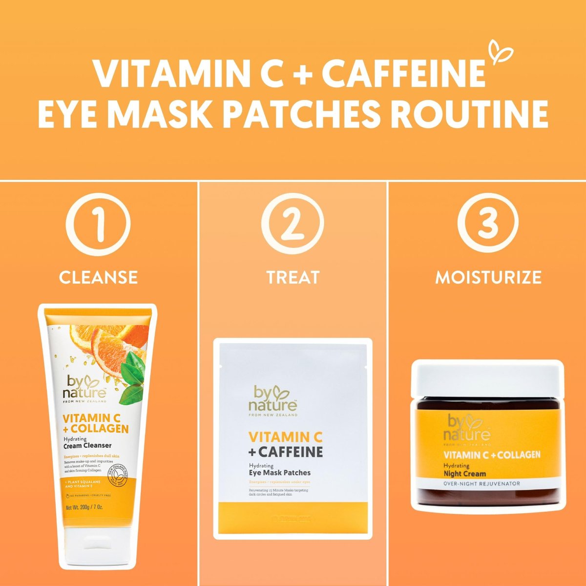 By Nature Vitamin C + Caffeine + Hydrating Under Eye Mask Patches - Energizing + Replenishing Eye Patches for Dark Circles - Skincare from New Zealand - 5 Pairs - görsel 11