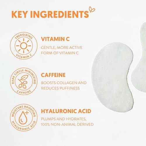By Nature Vitamin C + Caffeine + Hydrating Under Eye Mask Patches - Energizing + Replenishing Eye Patches for Dark Circles - Skincare from New Zealand - 5 Pairs - görsel 10
