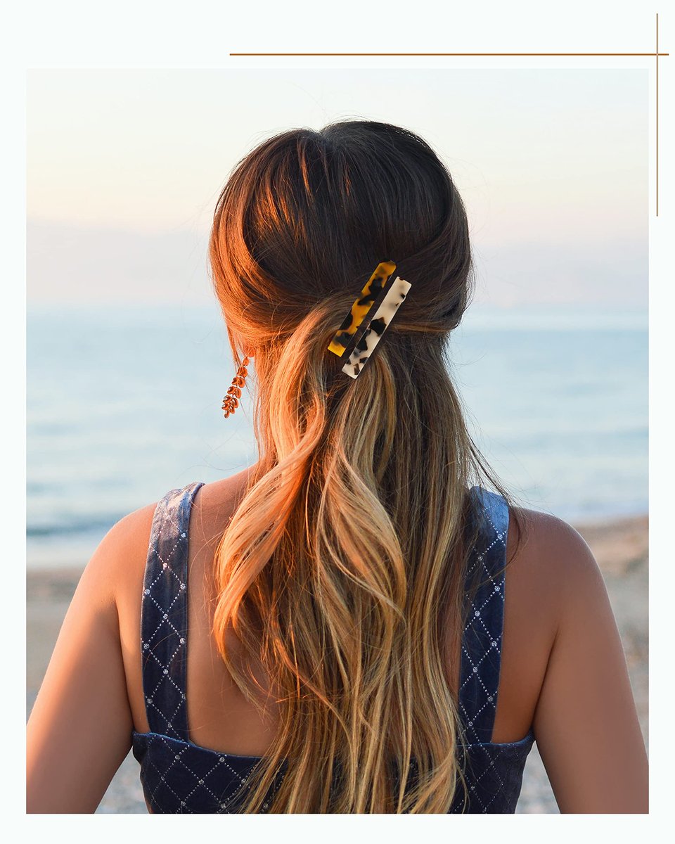 8 Pcs 3 Inch Acetate Hair Barrettes for Women – No Slip Tortoise Shell Clips for Fine, Thin & Thick Hair - görsel 7