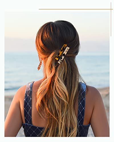 8 Pcs 3 Inch Acetate Hair Barrettes for Women – No Slip Tortoise Shell Clips for Fine, Thin & Thick Hair - görsel 8
