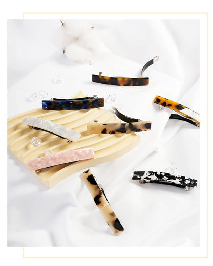 8 Pcs 3 Inch Acetate Hair Barrettes for Women – No Slip Tortoise Shell Clips for Fine, Thin & Thick Hair