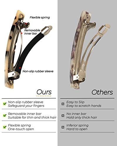 8 Pcs 3 Inch Acetate Hair Barrettes for Women – No Slip Tortoise Shell Clips for Fine, Thin & Thick Hair - görsel 4