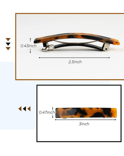 8 Pcs 3 Inch Acetate Hair Barrettes for Women – No Slip Tortoise Shell Clips for Fine, Thin & Thick Hair