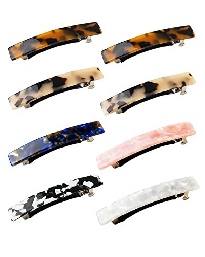 8 Pcs 3 Inch Acetate Hair Barrettes for Women – No Slip Tortoise Shell Clips for Fine, Thin & Thick Hair - görsel 2
